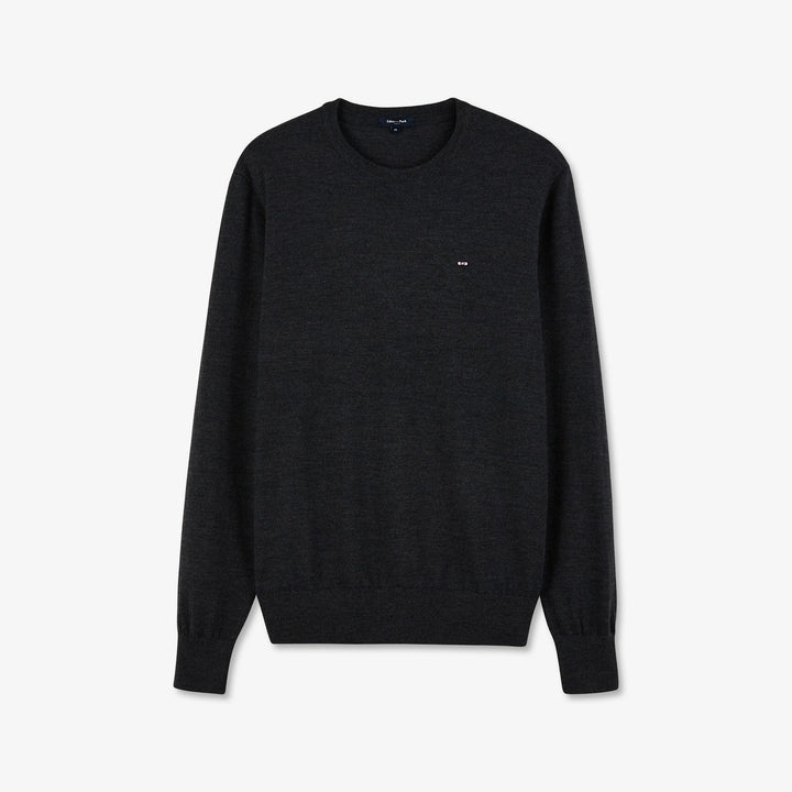 Pull uni gris foncé en laine