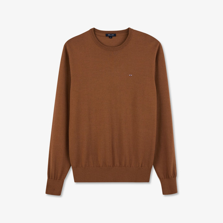 Pull uni marron en laine