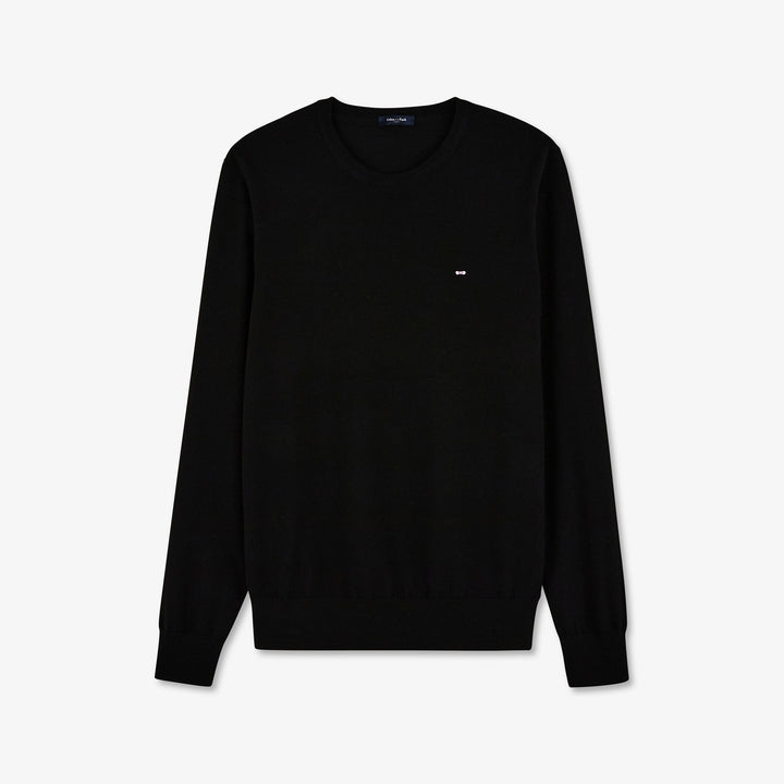 Pull uni noir en laine