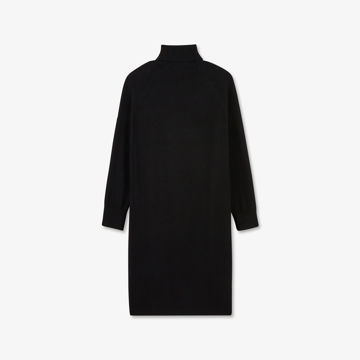 Robe noire en maille à col montant