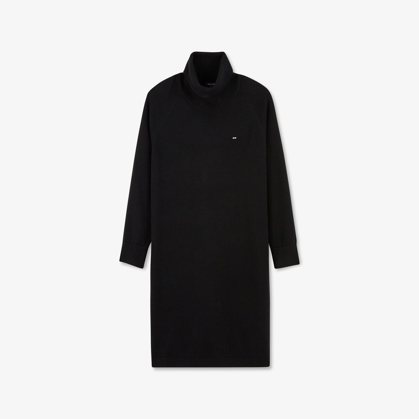 Robe noire en maille à col montant