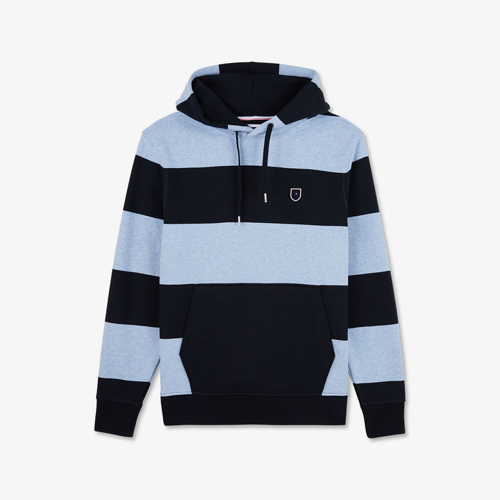 Sweat bleu clair cerclé à capuche