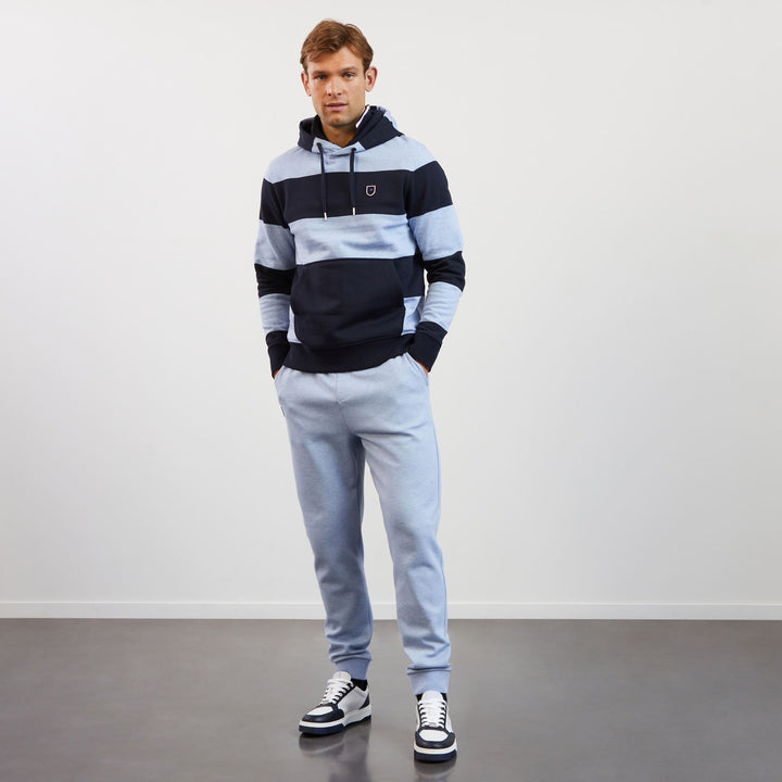 Sweat bleu clair cerclé à capuche