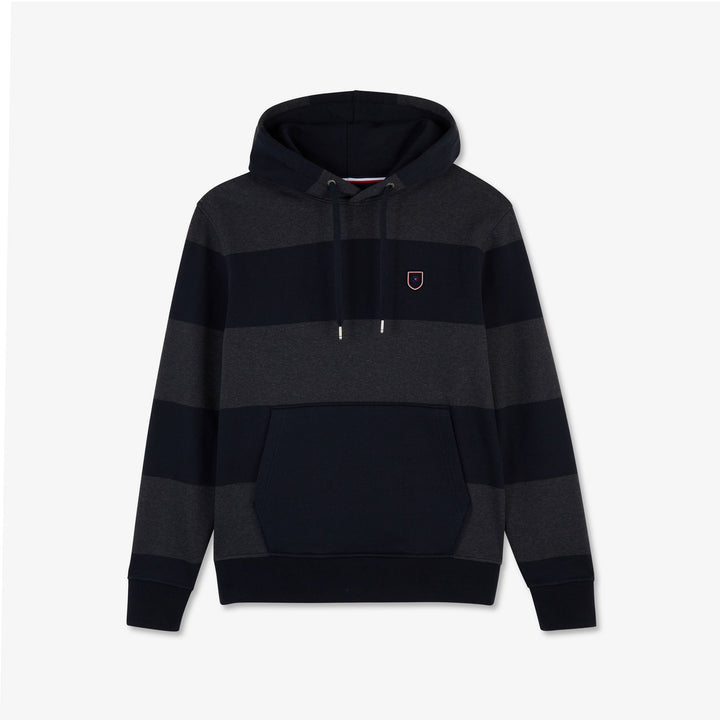 Sweat gris foncé cerclé à capuche