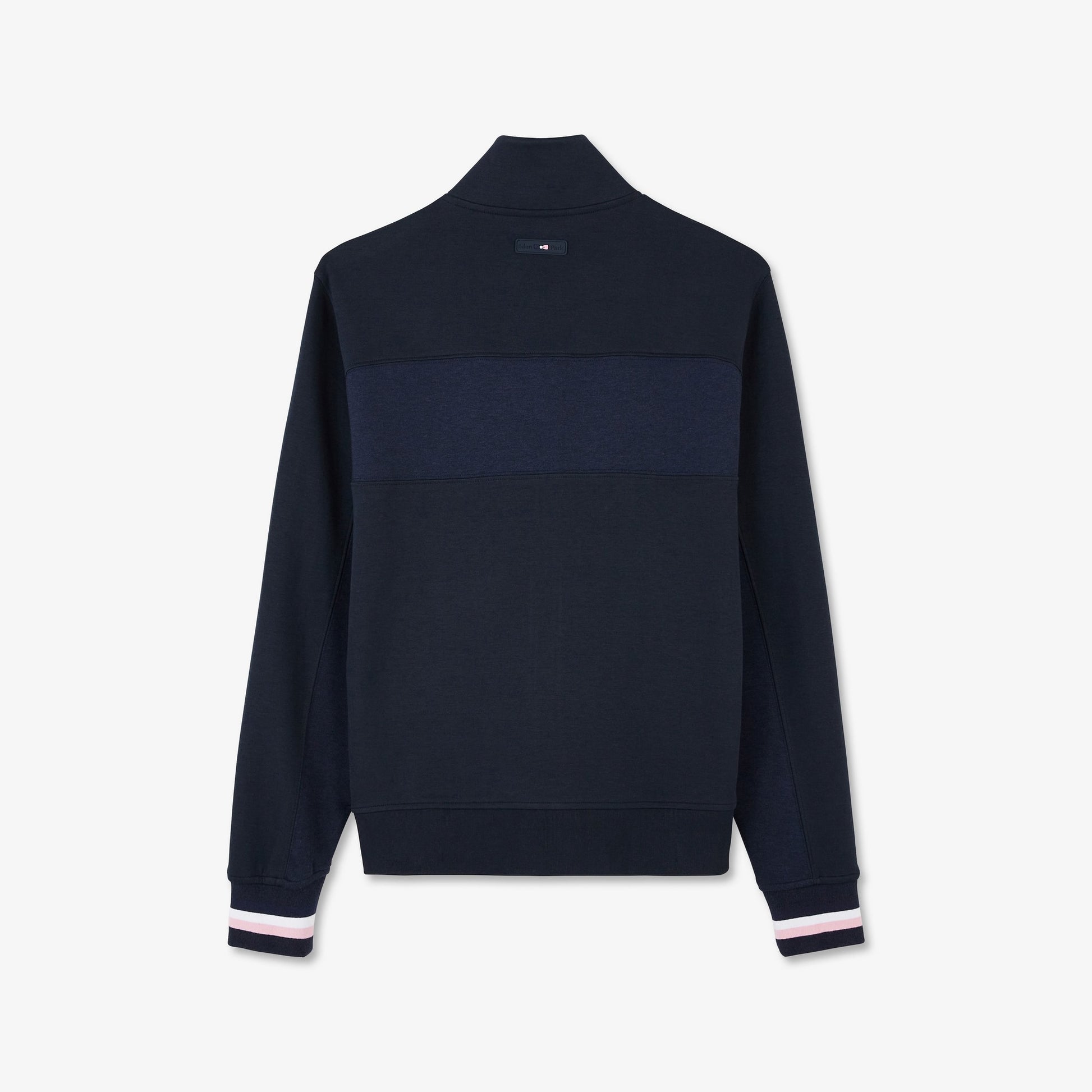 Sweat bleu foncé zippé colorblock
