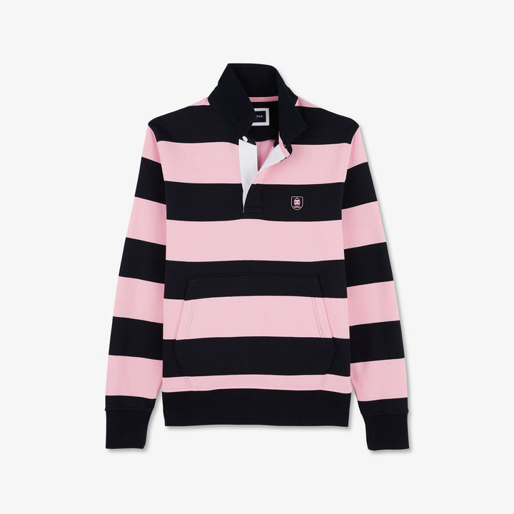 Sweat rose cerclé à col polo