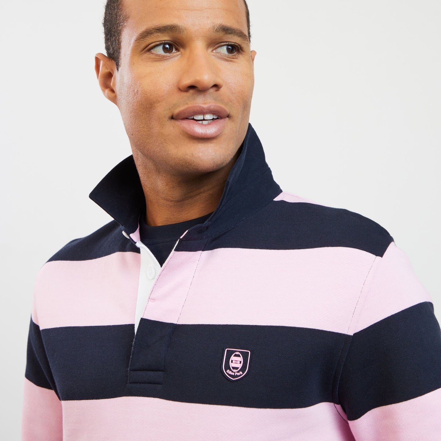 Sweat rose cerclé à col polo