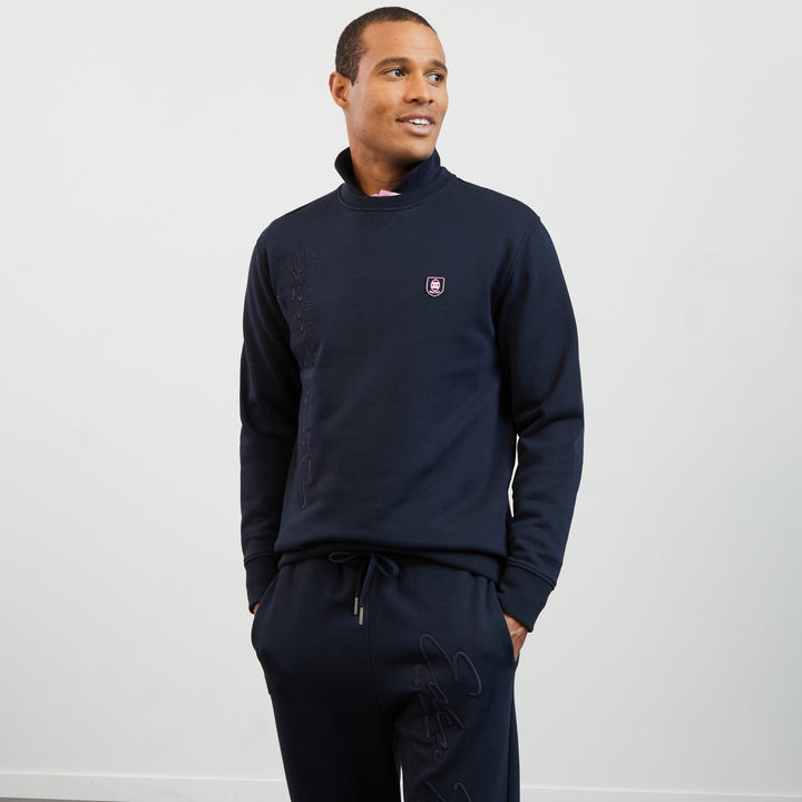 Sweat bleu foncé à broderie French Flair
