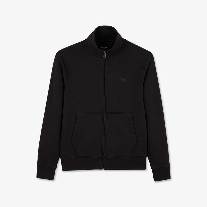 Sweat noir zippé à col montant