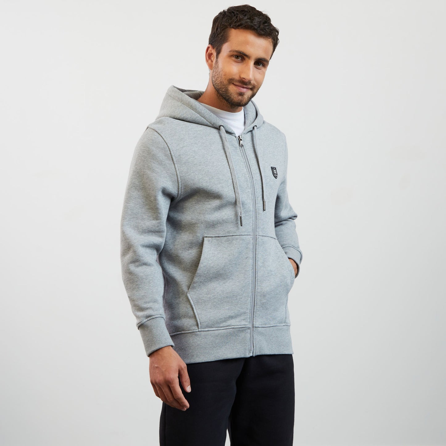 Sweat gris zippée à capuche
