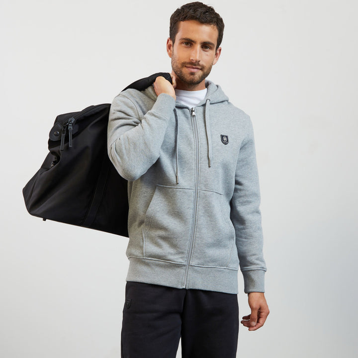 Sweat gris zippée à capuche
