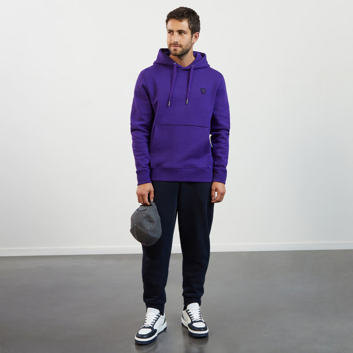 Sweat violet uni à capuche