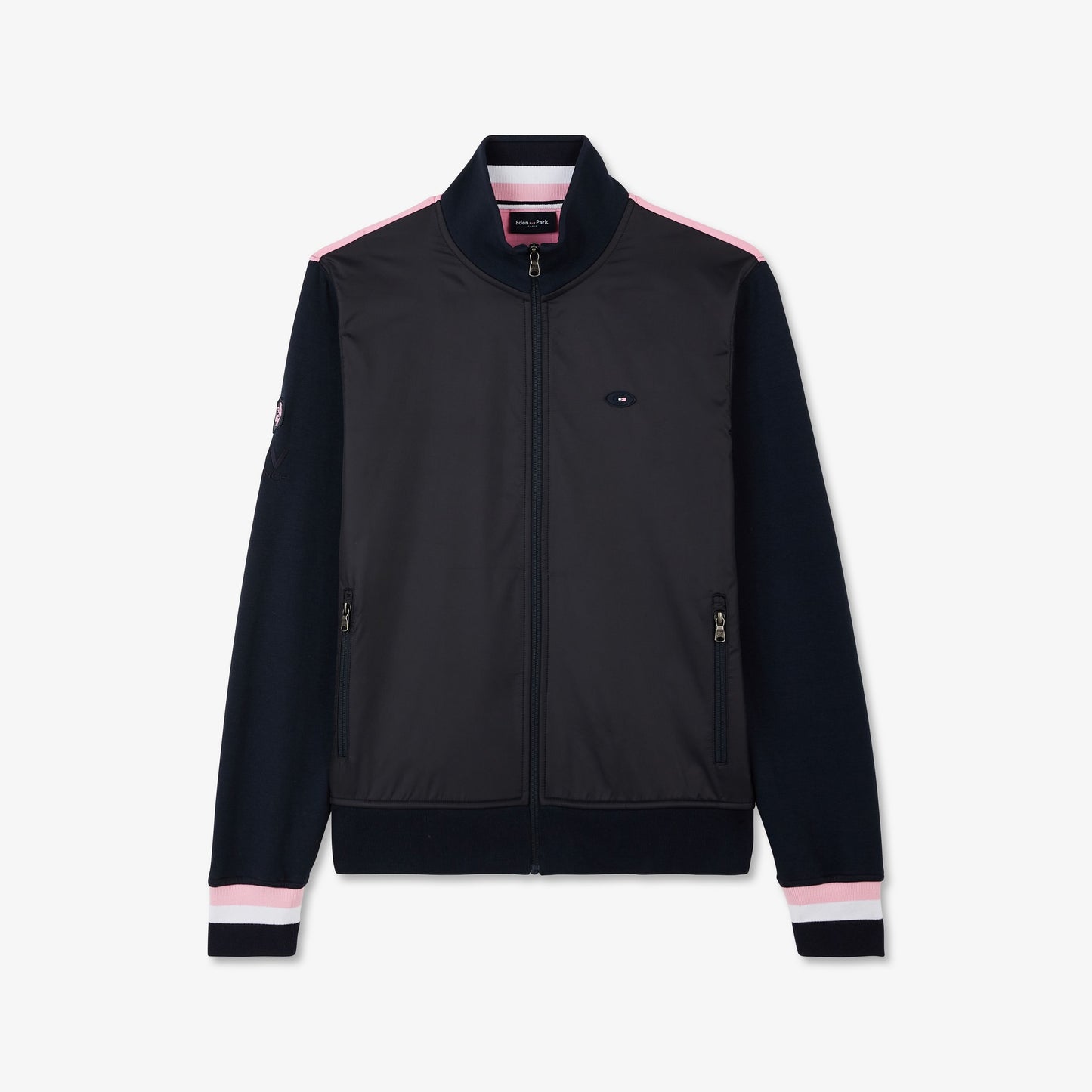 Sweat bleu marine zippé à col montant