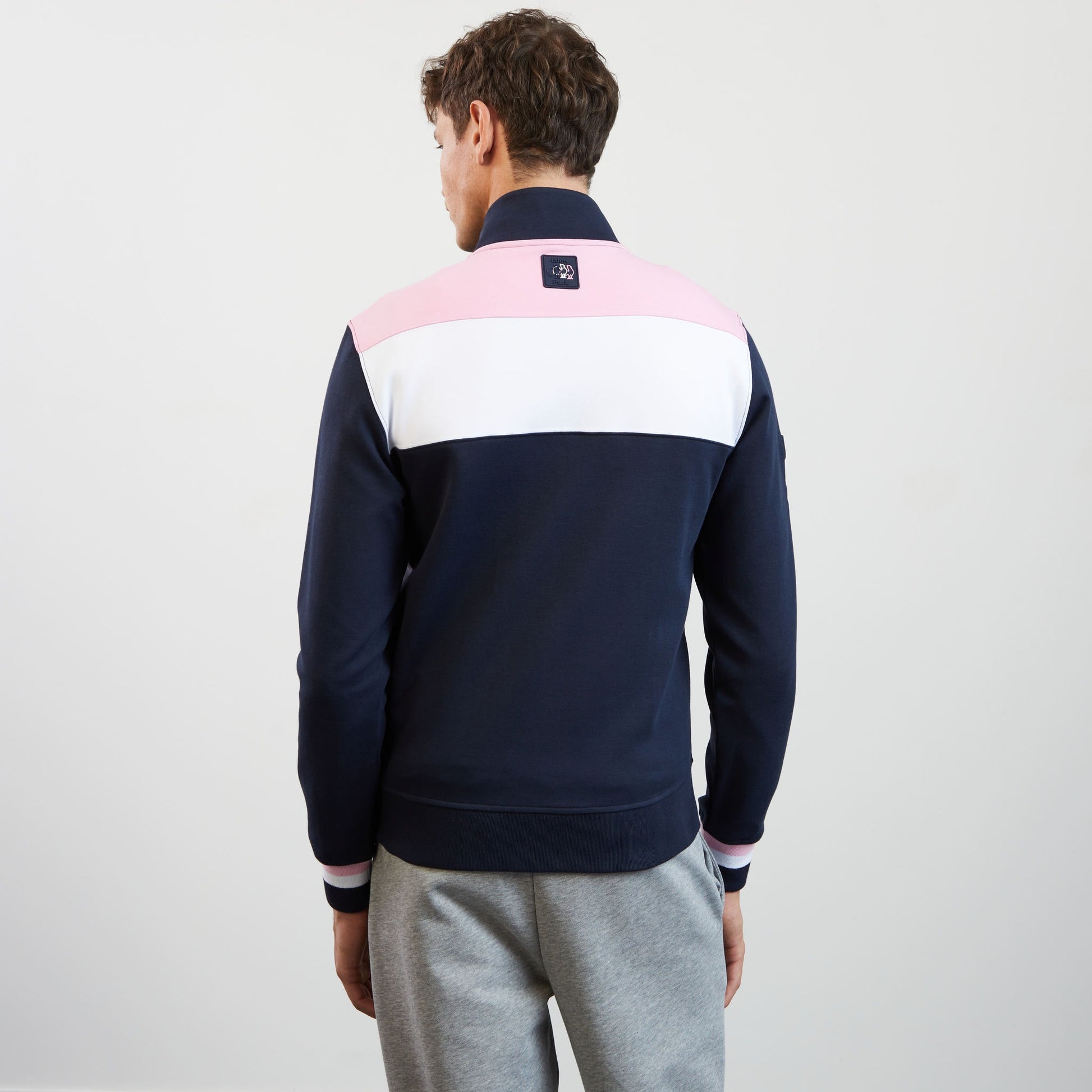 Sweat bleu marine zippé à col montant
