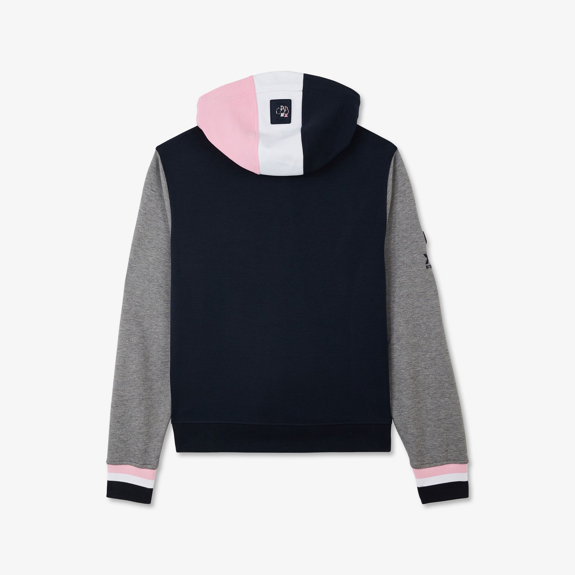 Sweat gris colorblock zippé à capuche