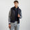 Sweat gris colorblock zippé à capuche