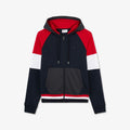 Sweat rouge colorblock zippé à capuche