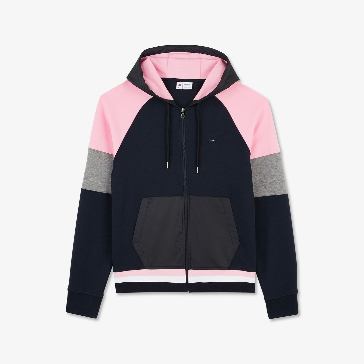 Sweat rose colorblock zippé à capuche