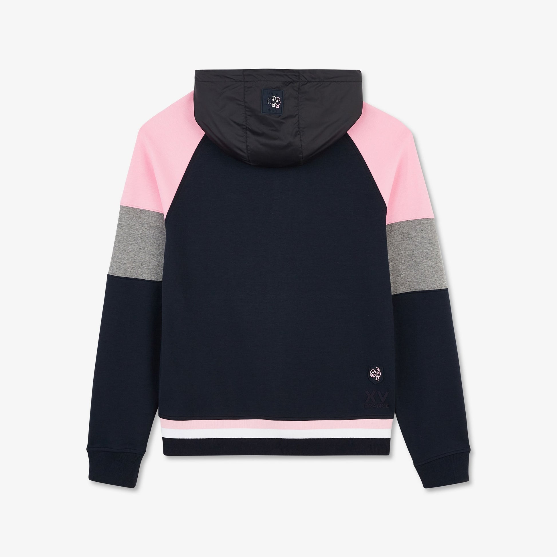 Sweat rose colorblock zippé à capuche