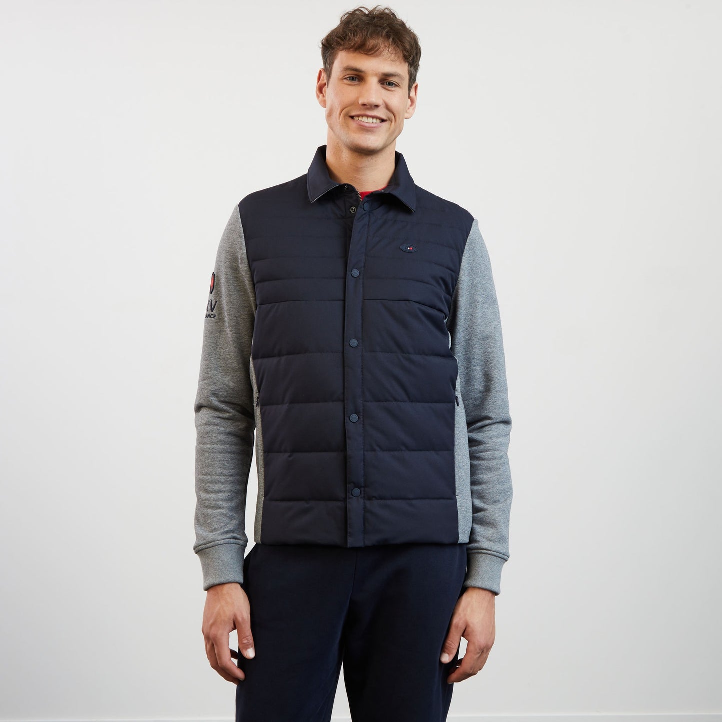 Dark blue bimaterial colourblock XV de France sweatshirt