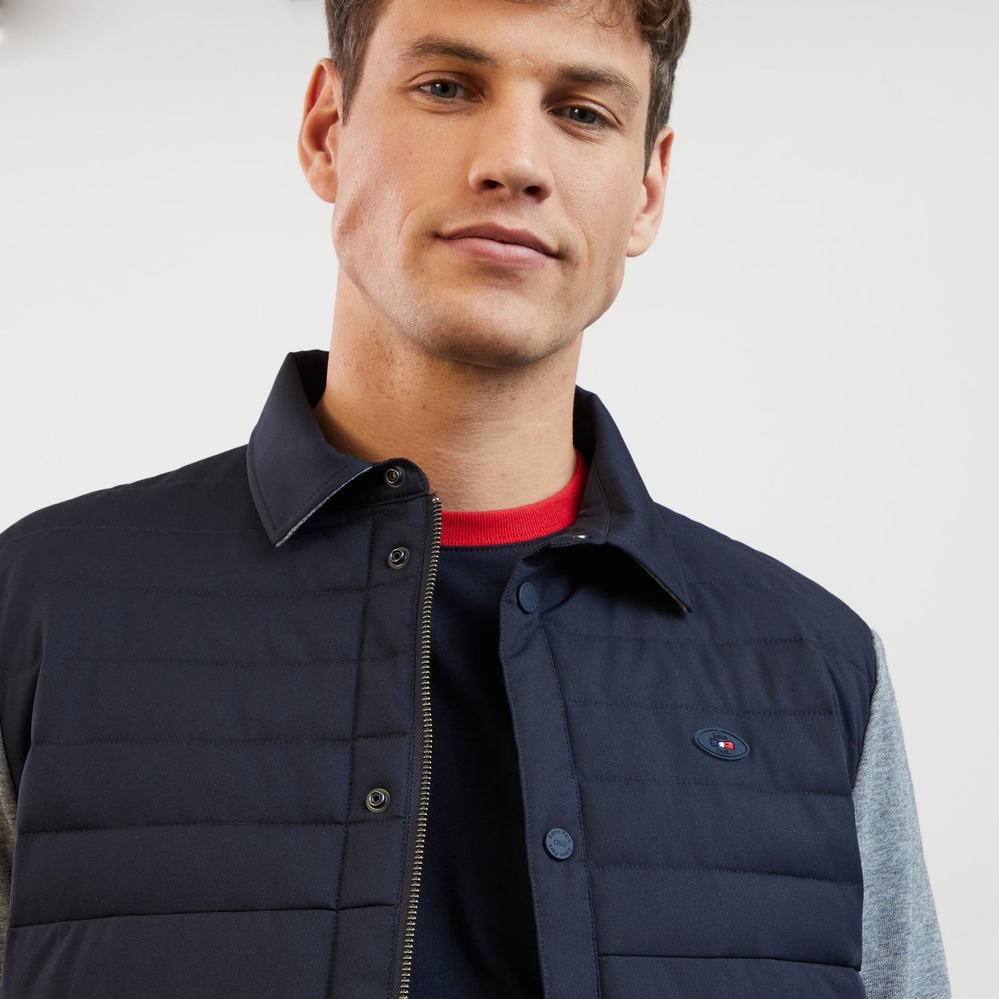 Dark blue bimaterial colourblock XV de France sweatshirt