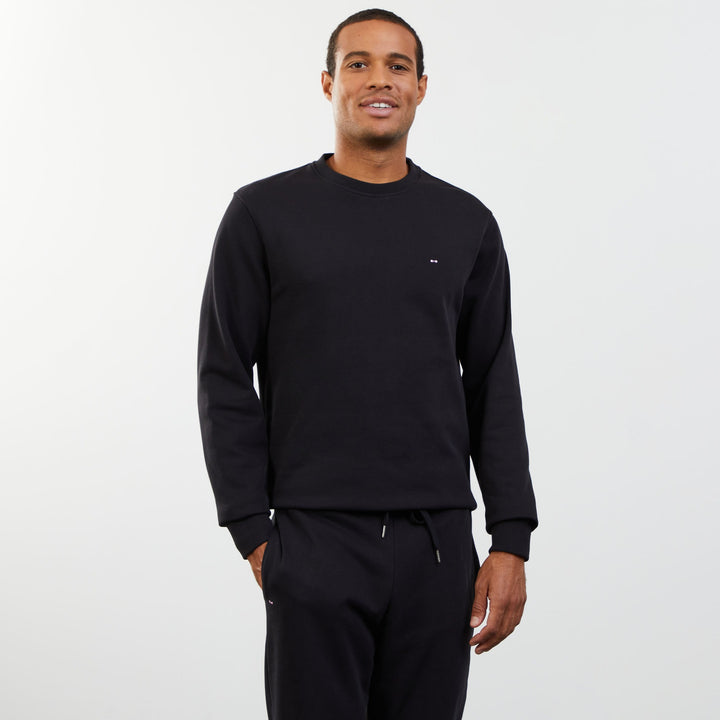 Sweat noir uni à col rond