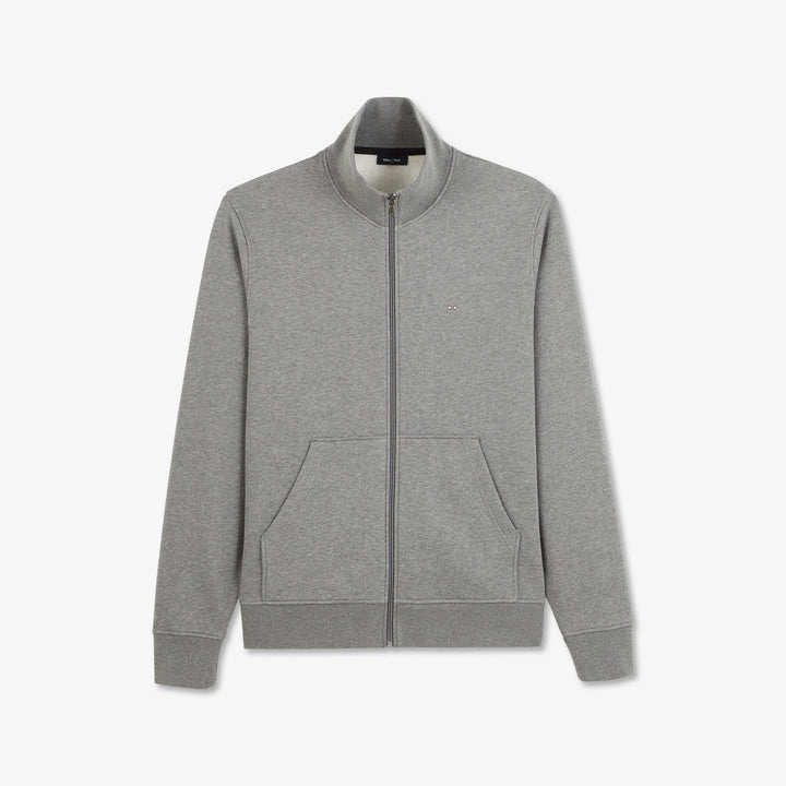 Sweat gris zippé à col montant