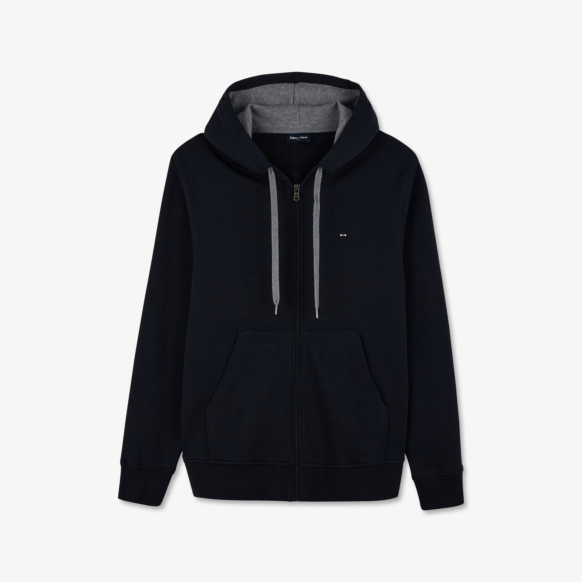 Sweat bleu foncé zippé à capuche
