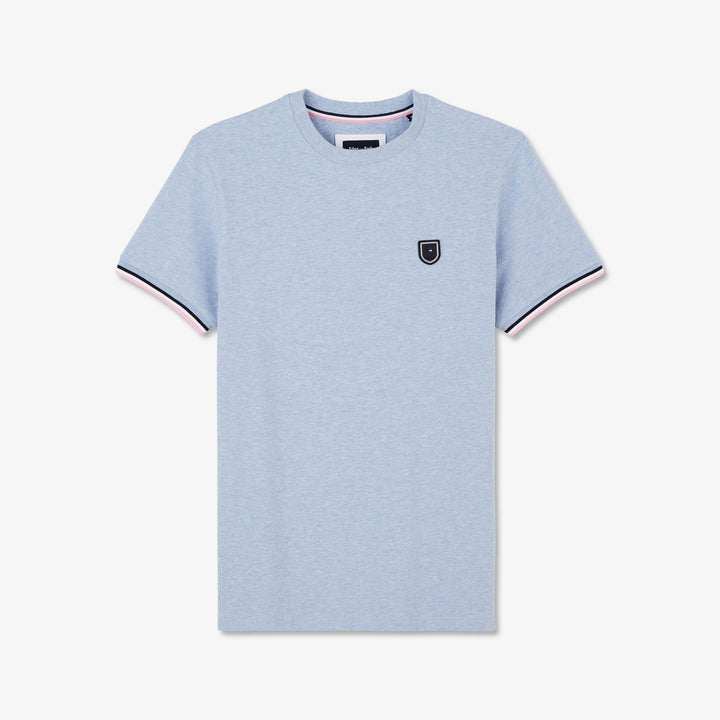 T-shirt bleu clair slim à détails tricolores
