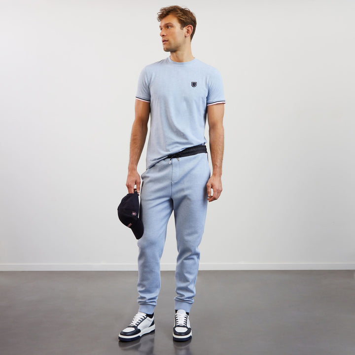T-shirt bleu clair slim à détails tricolores