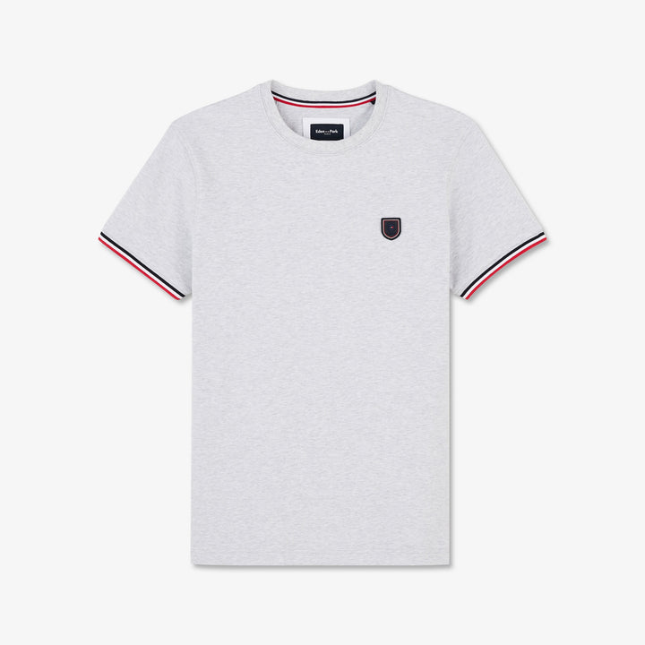 T-shirt gris clair slim à détails tricolores