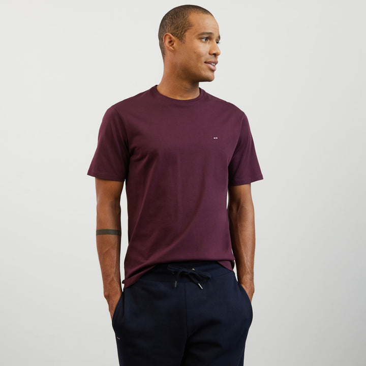 T-shirt bordeaux manches courtes en coton Pima