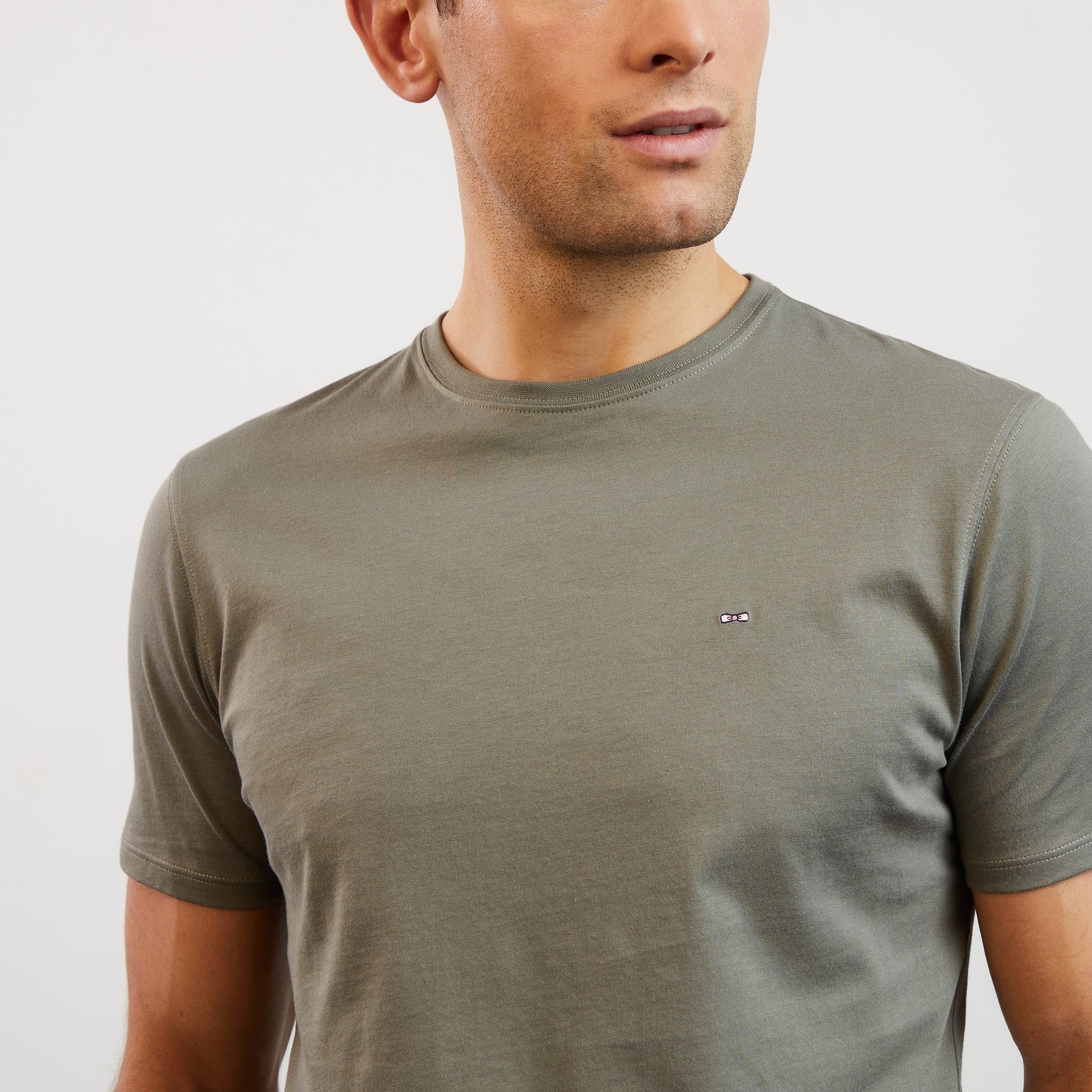 T shirt kaki manches courtes en coton Pima