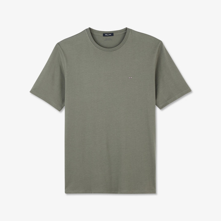 T-shirt kaki clair manches courtes en coton Pima
