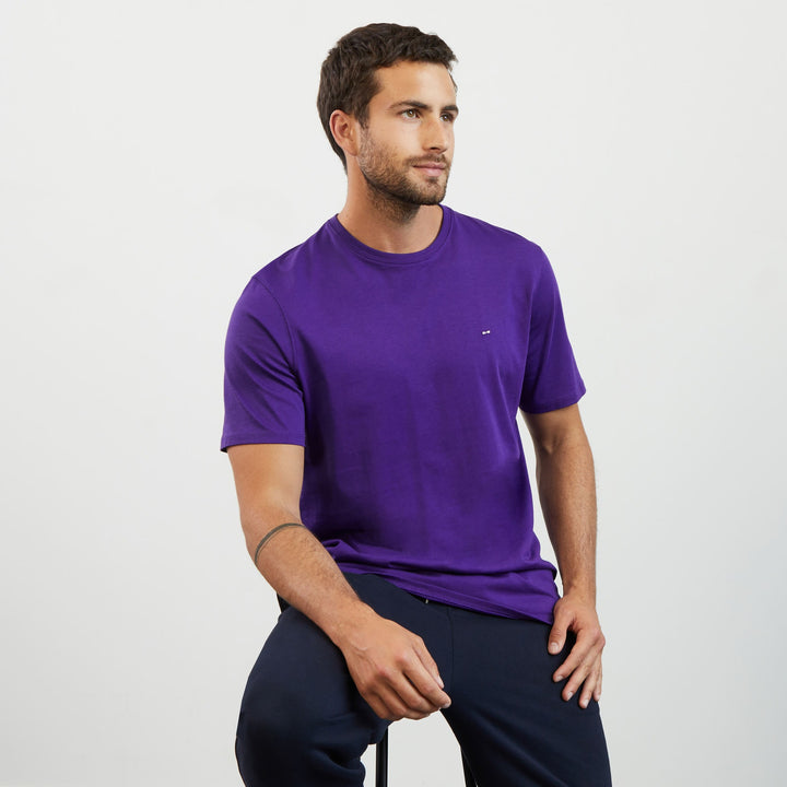 T-shirt violet manches courtes en coton Pima