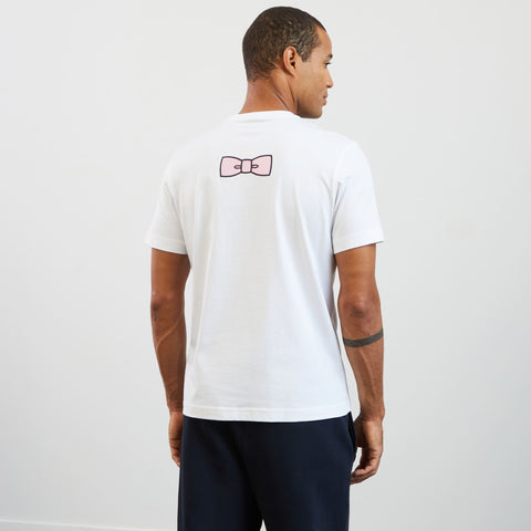 White T-shirt with embroidered bow tie on the back - Image 3