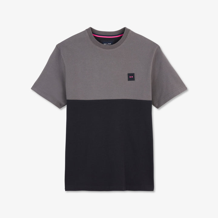 T-shirt gris foncé manches courtes colorblock