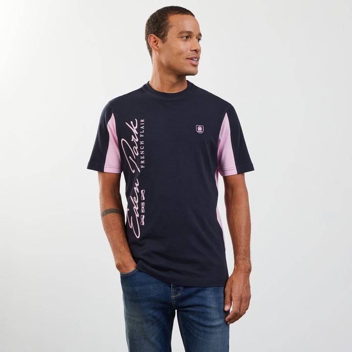 T-shirt colorblock rose à broderie French Flair