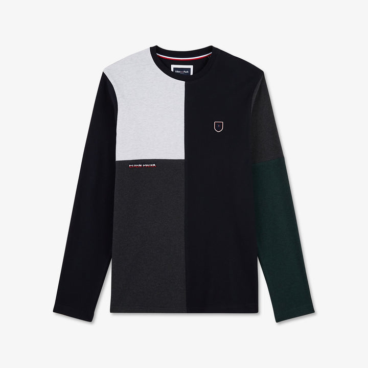 T-shirt gris colorblock manches longues