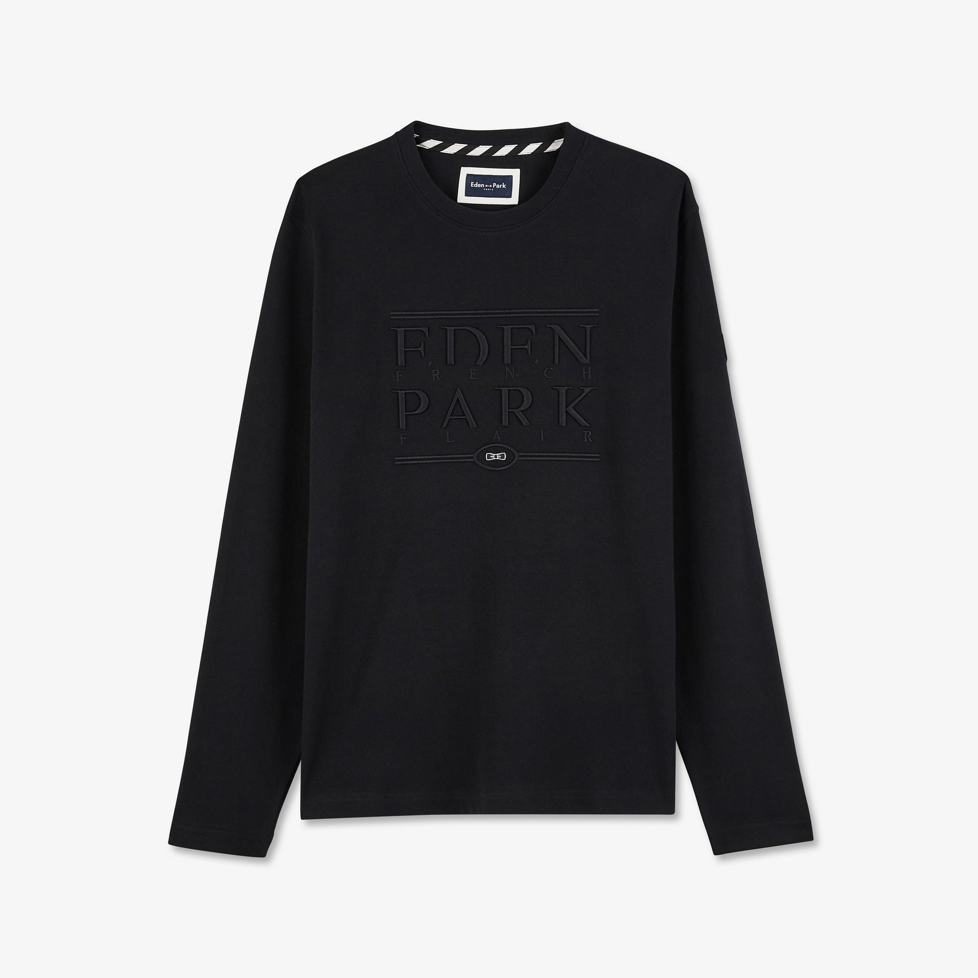 T-shirt noir manches longues broderie Eden Park French Flair