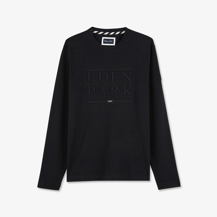 T-shirt noir manches longues broderie Eden Park French Flair