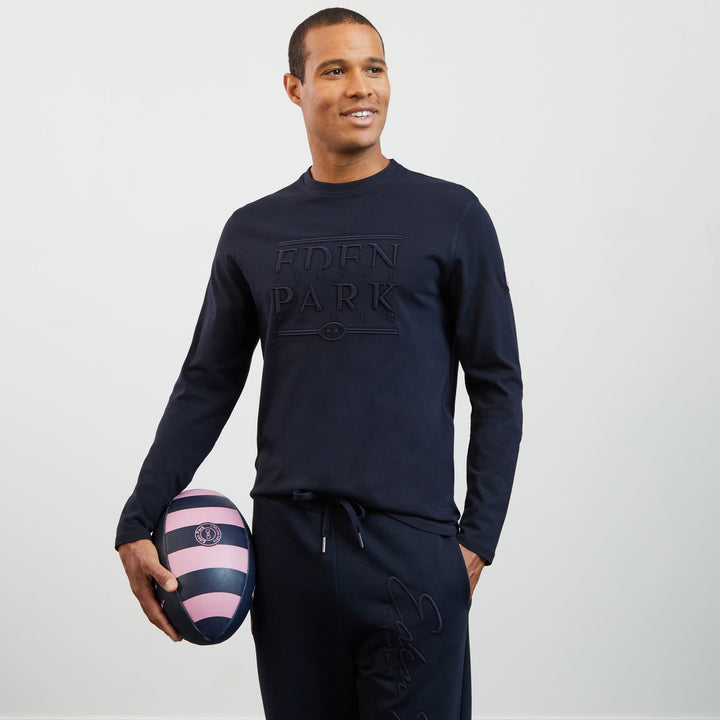 T-shirt bleu marine manches longues broderie Eden Park French Flair