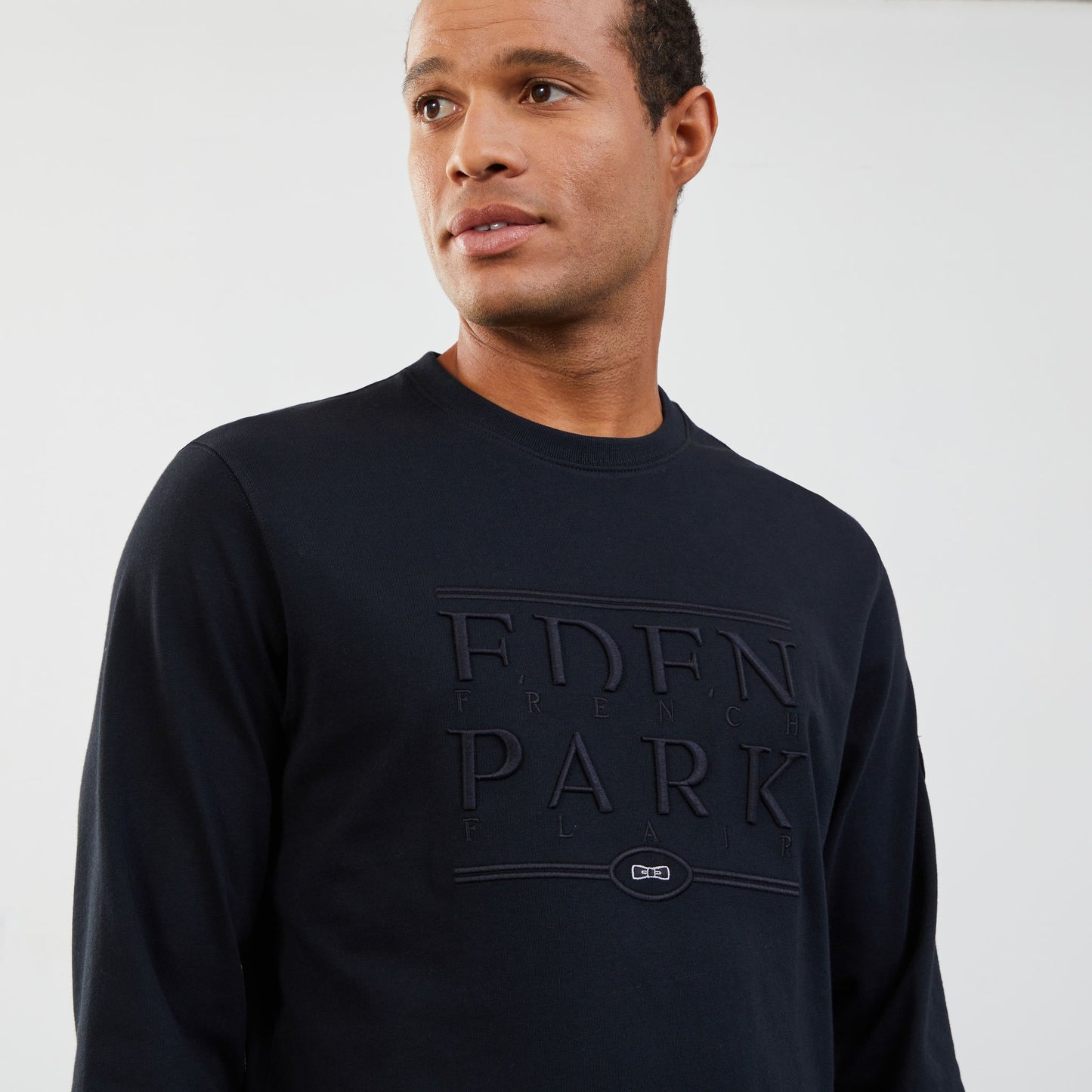 T-shirt noir manches longues broderie Eden Park French Flair