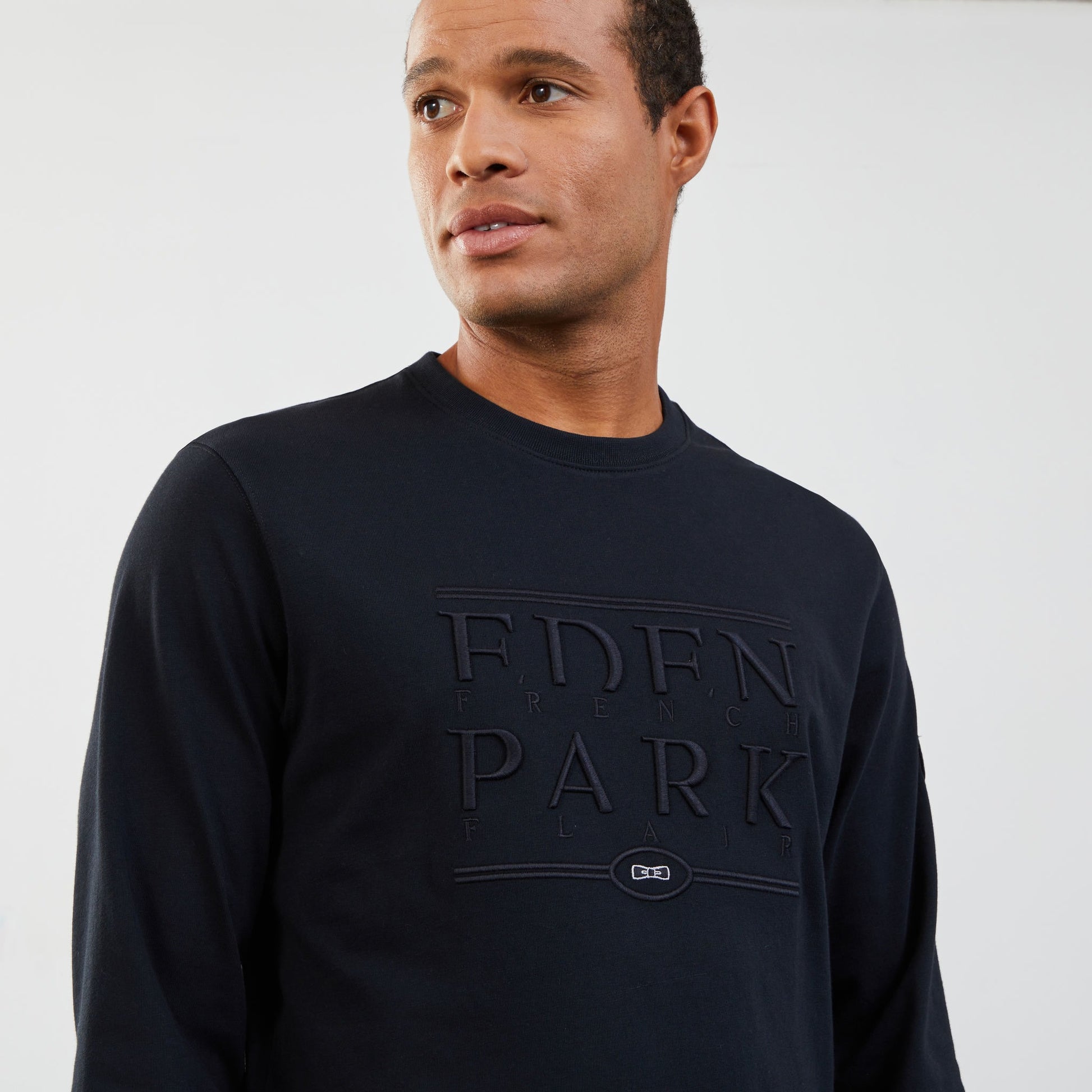 T-shirt noir manches longues broderie Eden Park French Flair