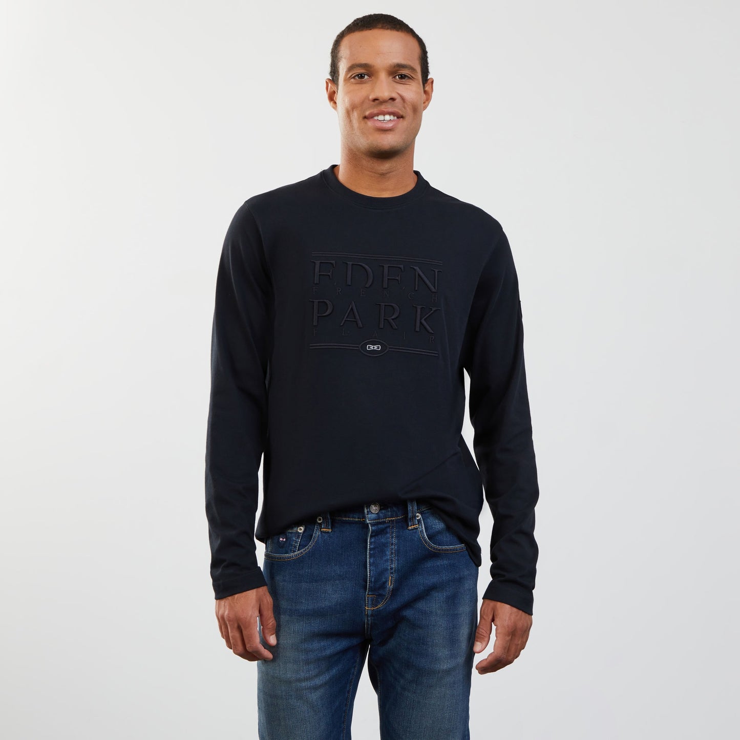 T-shirt noir manches longues broderie Eden Park French Flair