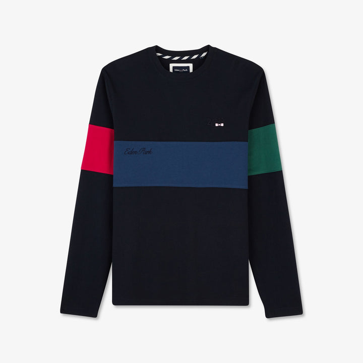 T-shirt bleu marine colorblock manches longues