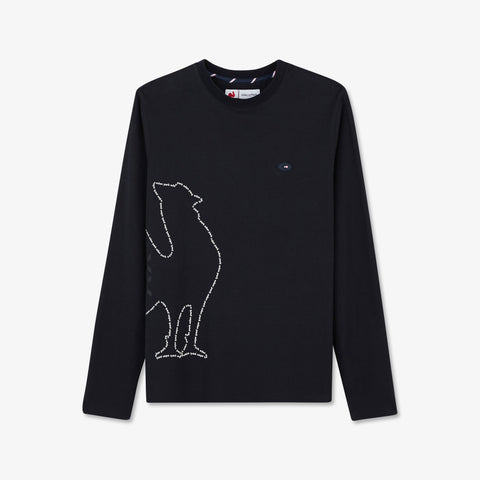 Dark blue long-sleeved T-shirt with XV de France screen print - Image 2