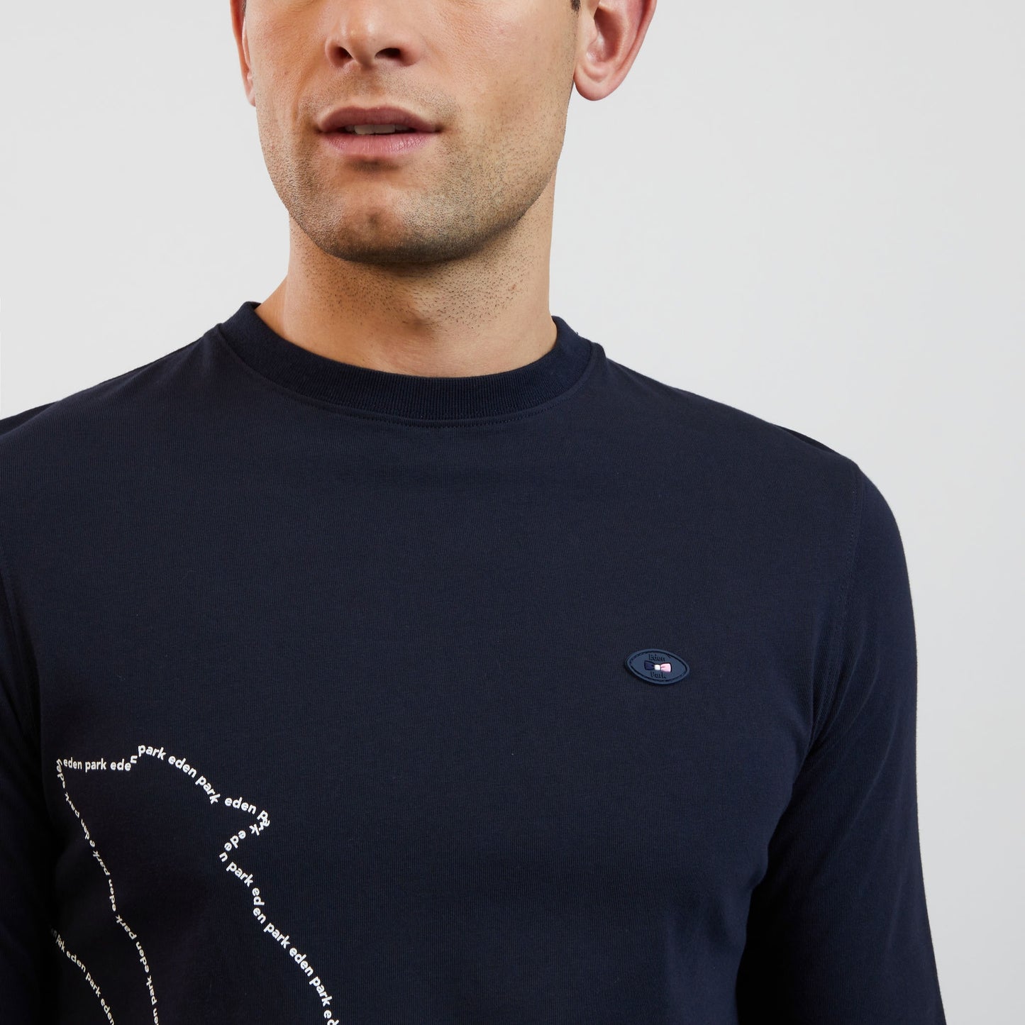 T-shirt bleu foncé manches longues à sérigraphie XV de France
