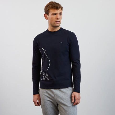 Dark blue long-sleeved T-shirt with XV de France screen print - Image 3