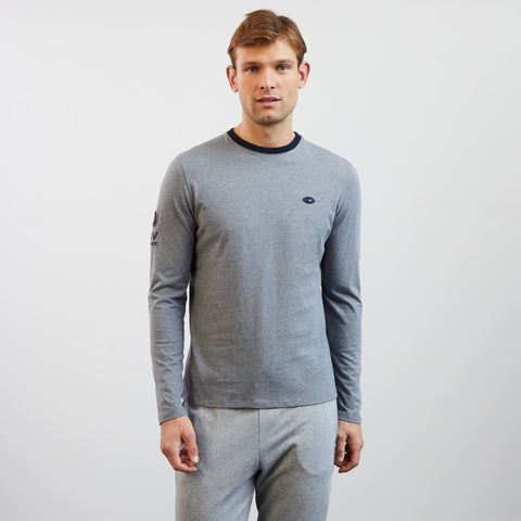 Grey long-sleeved polo with XV de France embroidered detail - Image 3
